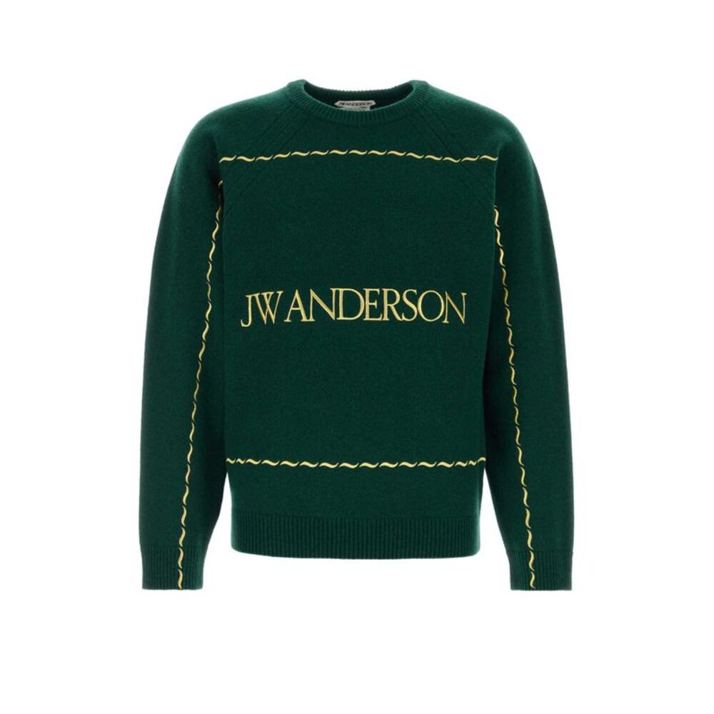 Jw Anderson Men Bottle Green Wool Sweater